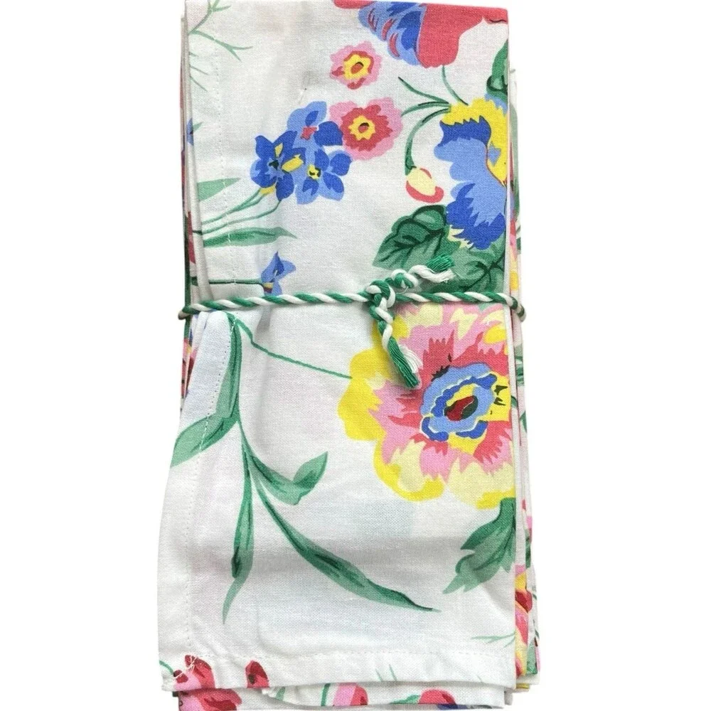 April Cornell Lillianna Set of 12 Floral Cloth Dining Napkins Colorful Cottage